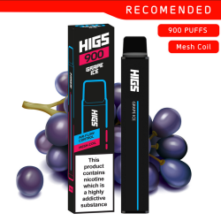 HIGS XL Zero Nicotine Grape Ice Mesh-Coil Disposable E-Cigarette - 0mg Nicotine, 900 Puffs