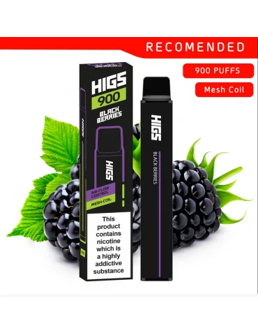 HIGS XL Black Berries 900puffs ZERO Nicotine Mesh-Coil disposable e cigarette