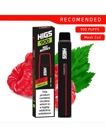 HIGS XL Red Berries 900puffs ZERO Nicotine Mesh-Coil disposable e cigarette