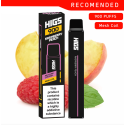 HIGS XL Zero Nicotine Raspberry Peach Mesh-Coil Disposable E-Cigarette - 0mg Nicotine, 900 Puffs