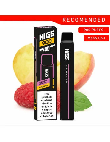 HIGS XL Raspberry Peach 900puffs ZERO Nicotine Mesh-Coil disposable e cigarette