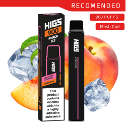 HIGS XL Peach Ice Mesh-Coil Disposable E-Cigarette - 20mg Nicotine, 900 Puffs