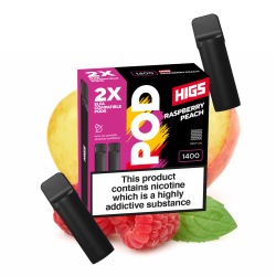 HIGS VAPE POD CARTRIDGE - Raspberry Peach 20mg, 1400 Puffs, 2pcs, 4ml