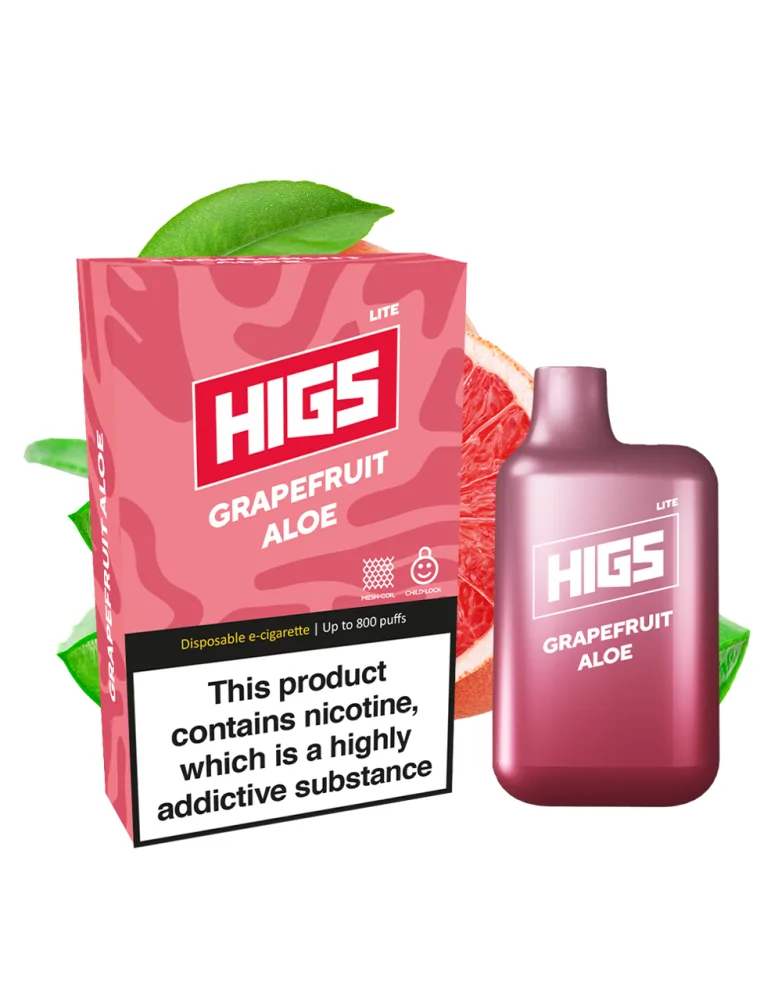 HIGS LITE Grapefruit Aloe Mesh-Coil Disposable Vape - Citrus Infusion with Soothing Aloe