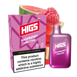 HIGS LITE Raspberry Melons Mesh-Coil Disposable Vape - A Burst of Sweetness