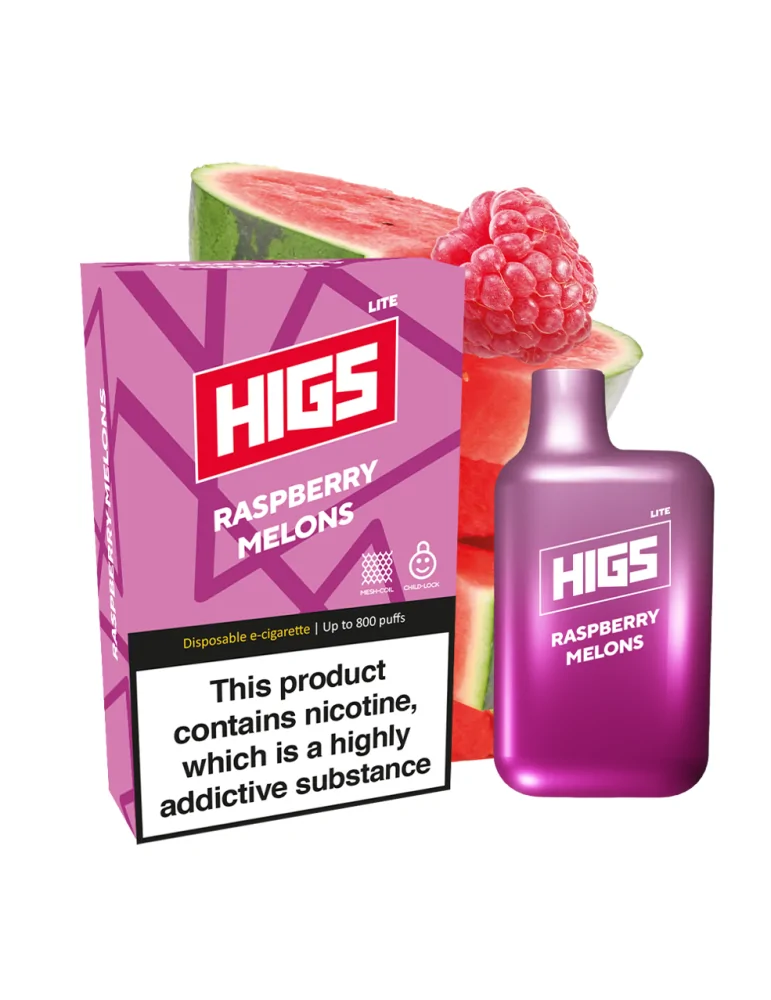 HIGS LITE Raspberry Melons Mesh-Coil Disposable Vape - A Burst of Sweetness