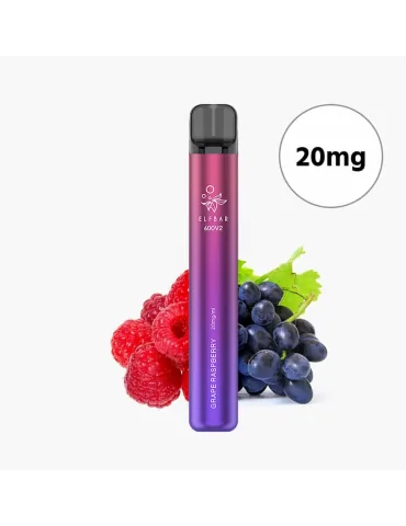 Elf Bar 600 V2 20mg Grape Raspberry Mesh Coil Disposable Vape 600puffs