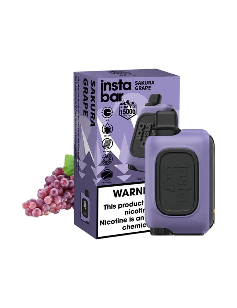 Insta Bar 20mg Sakura Grape 15000puffs Disposable Vape