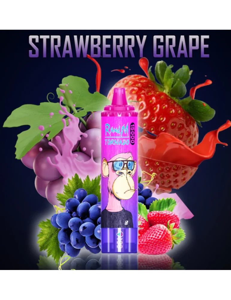 Tornado 15000 puffs Strawberry Grape 20mg - RandM Disposable Vape