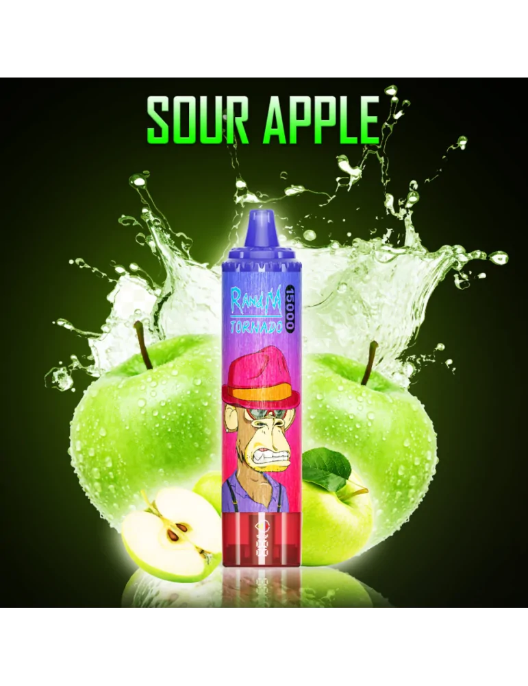 Tornado 15000 puffs Sour Apple 20mg - RandM Disposable Vape