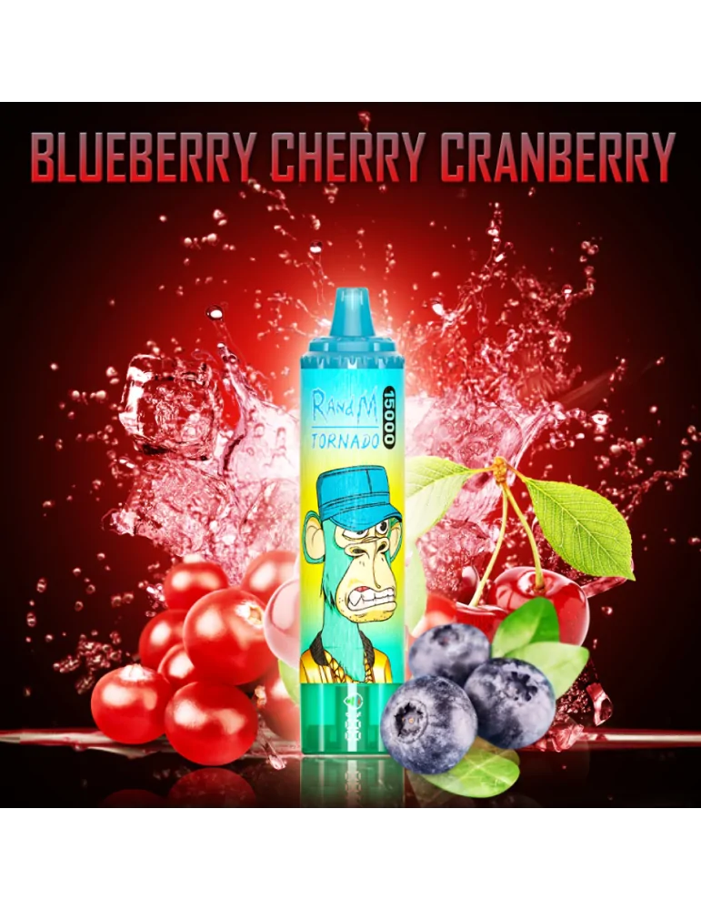 Tornado 15000 puffs Blueberry Cherry Cranberry 20mg - RandM Disposable Vape