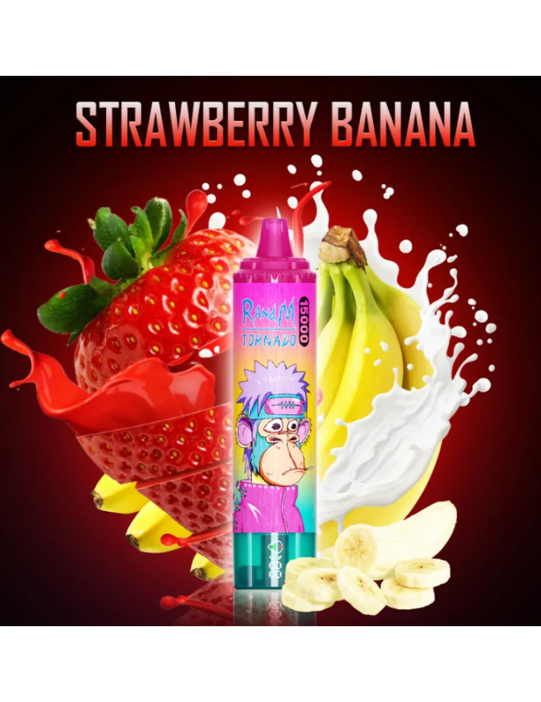 Tornado 15000 puffs Strawberry Banana 20mg - RandM Disposable Vape