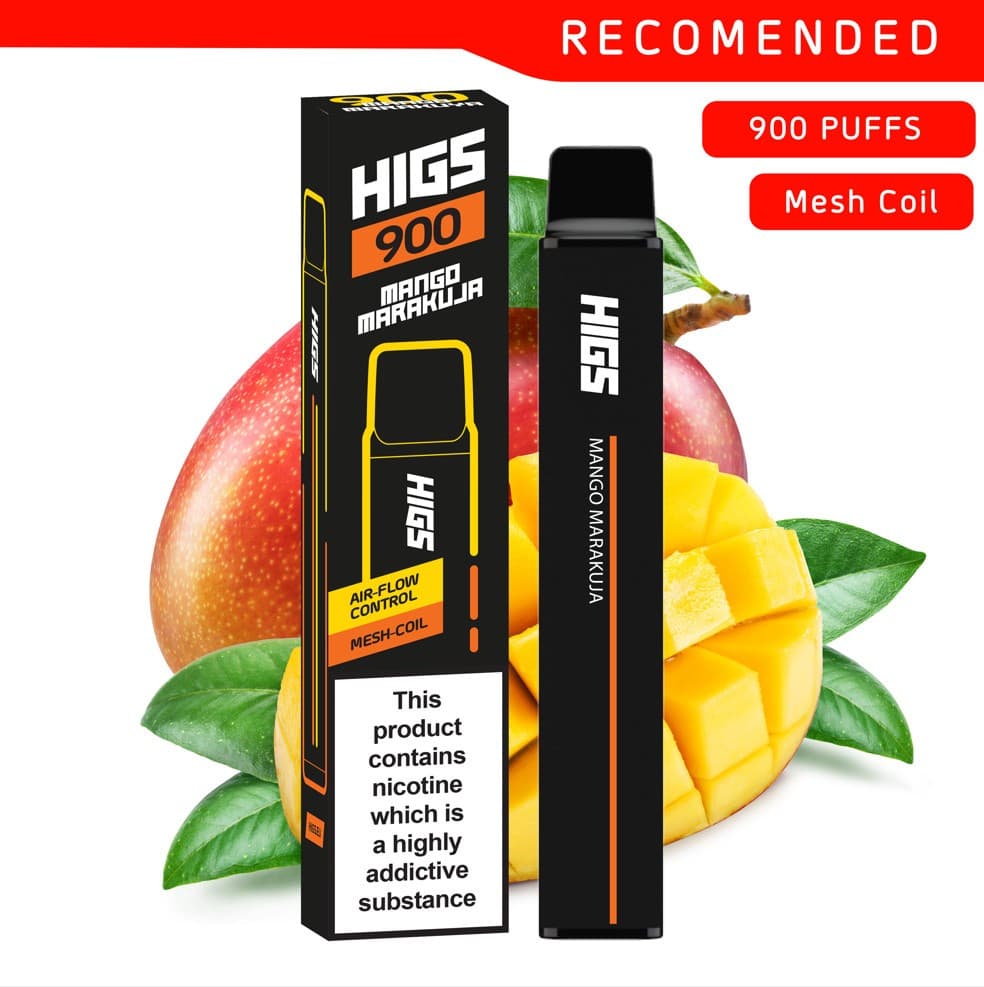 HIGS XL Mango Marakuya Mesh-Coil 20mg 900 Puffs Disposable Vape