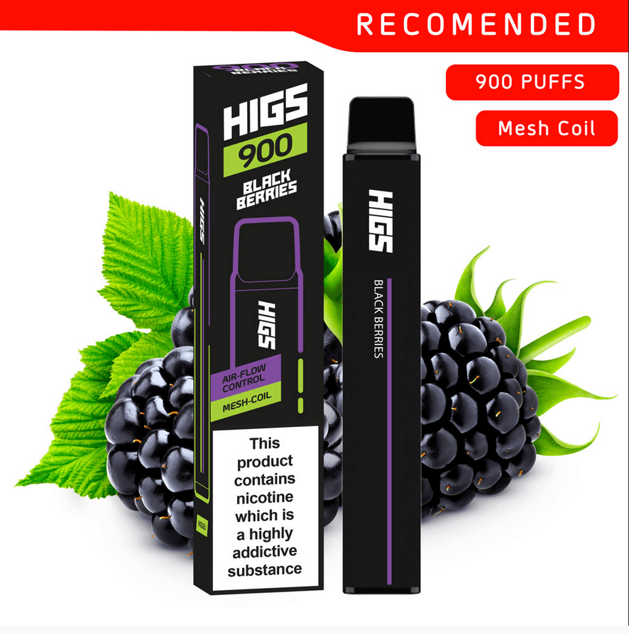 HIGS XL Black Berries 900puffs ZERO Nicotine Mesh-Coil disposable e cigarette