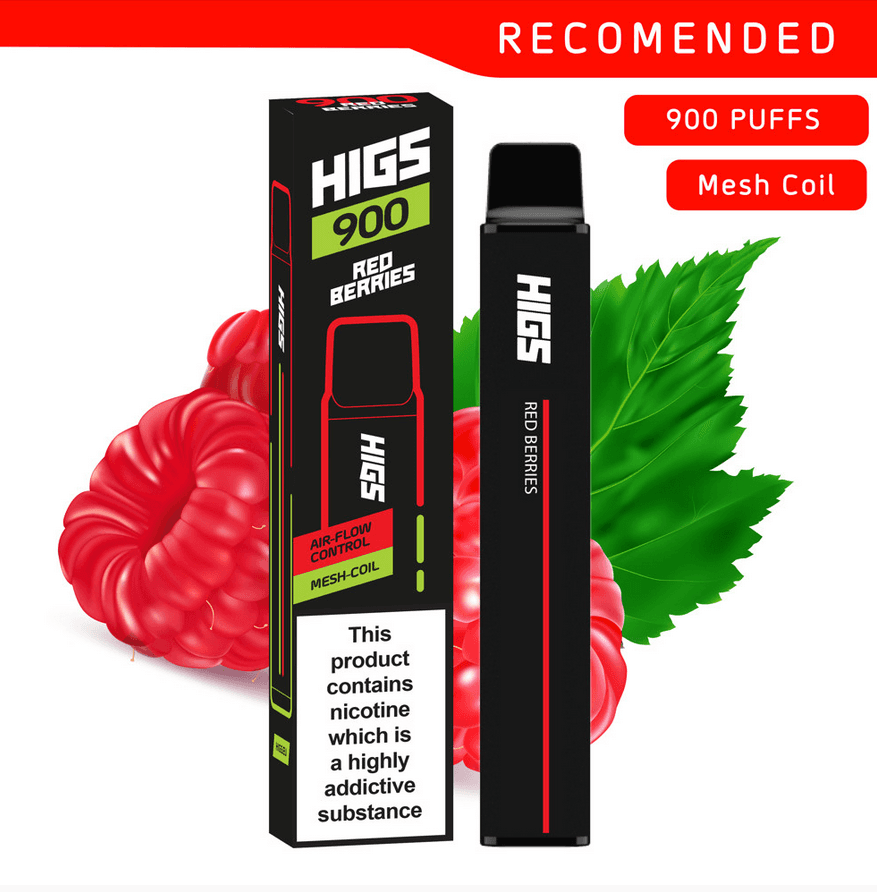 HIGS XL Red Berries 900puffs ZERO Nicotine Mesh-Coil disposable e cigarette