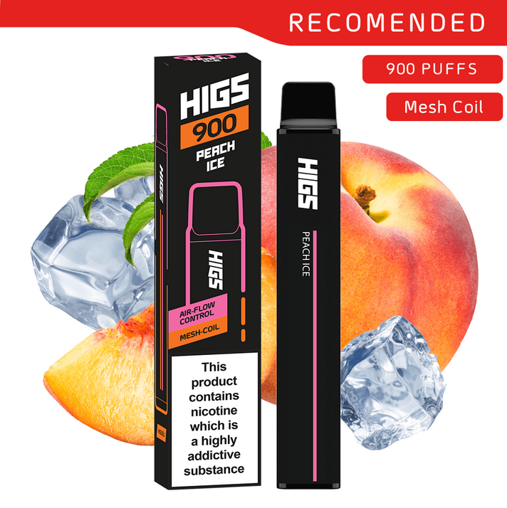 HIGS XL Peach Ice Mesh-Coil 20mg 900 Puffs Disposable Vape