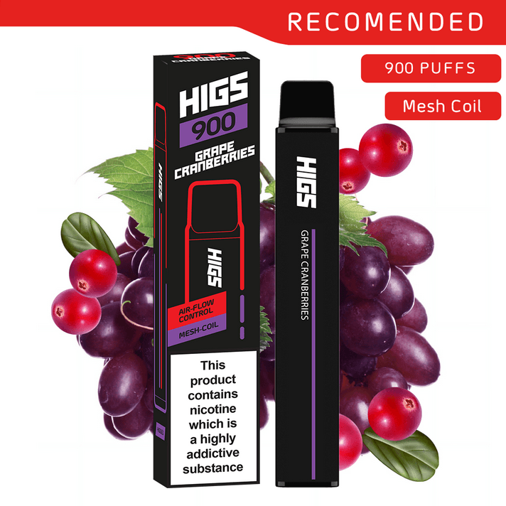 HIGS XL Grape Cranberries Mesh-Coil 20mg 900 Puffs Disposable Vape