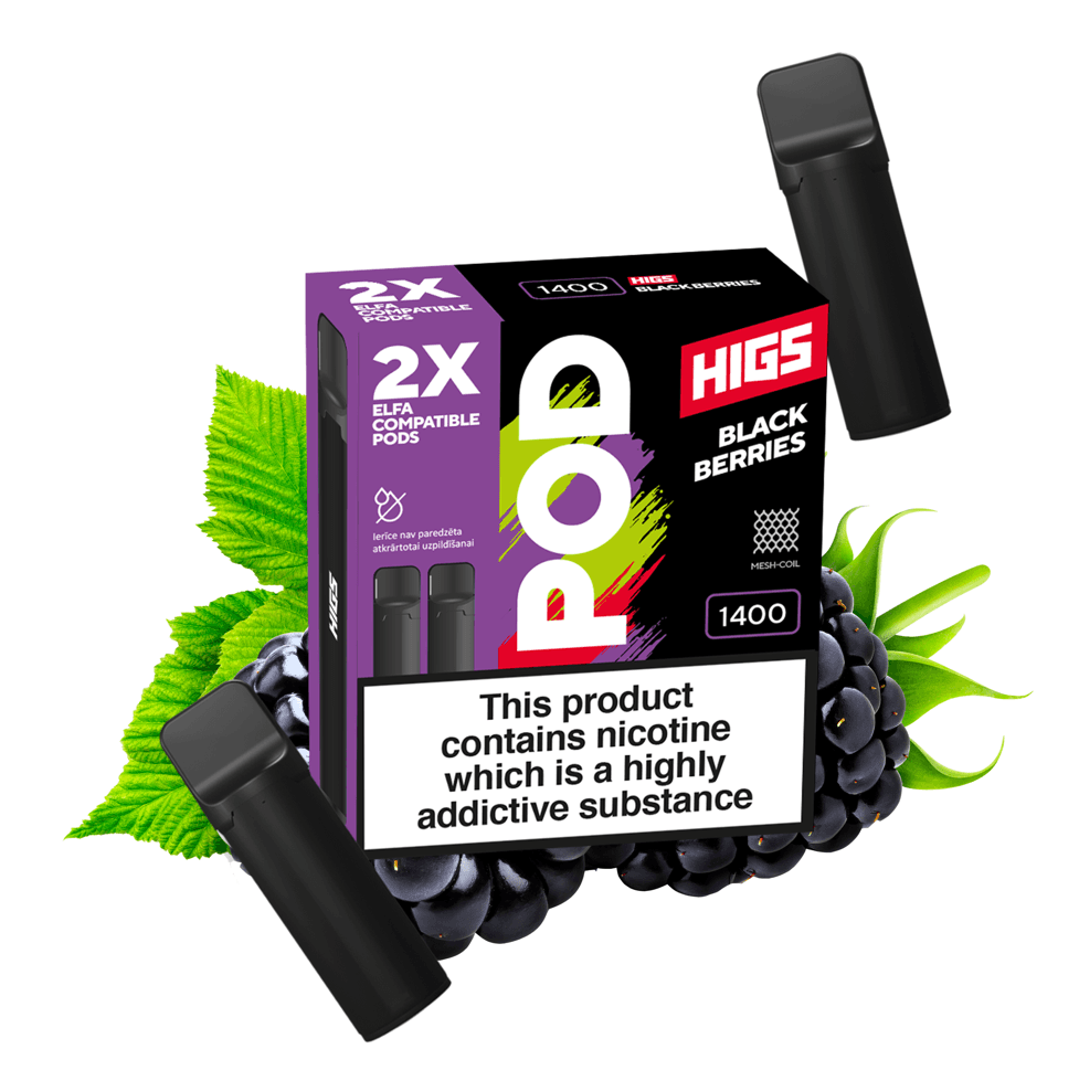 HIGS VAPE POD CARTRIDGE Black Berries 4ml 20mg 1400puff 2pcs