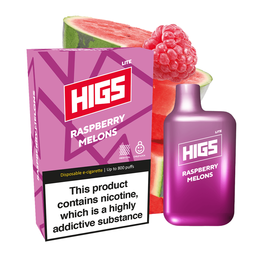 HIGS LITE Raspberry Melons Mesh-Coil 20mg 800puffs Disposable Vape