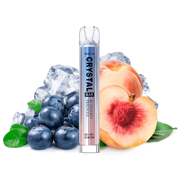 Crystal Bar Blueberry Peach Ice Disposable Vape Mesh 20mg 600 puffs