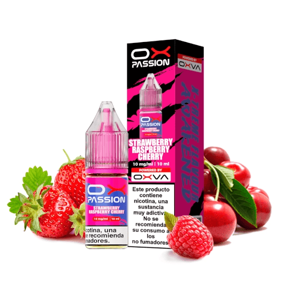 Oxva Ox Passion Nic Salts Strawberry Raspberry Cherry 10mg 10ml E liquid