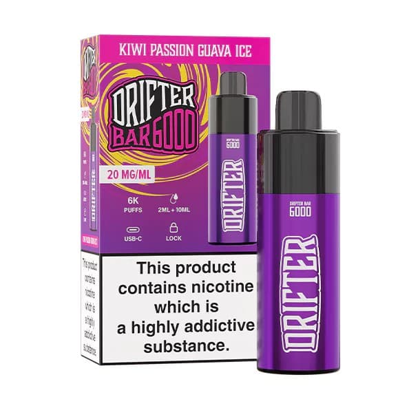 Drifter Bar 20mg 6000puffs Kiwi Passionfruit Guava Ice Disposable Vape