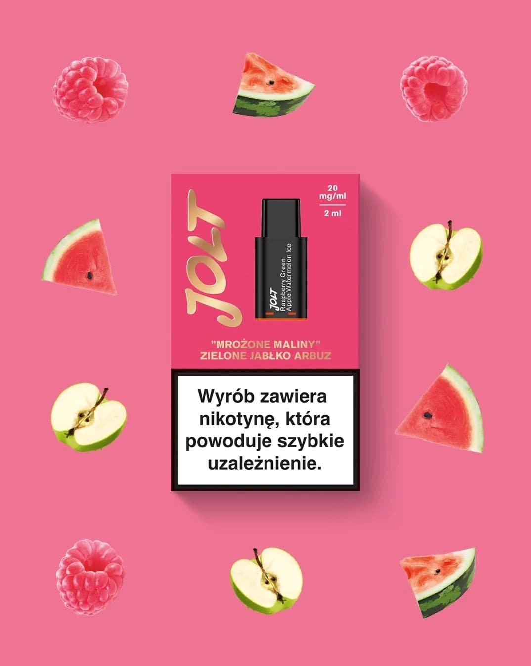 Vape Cartridge JOLT Raspberry Green Apple Watermelon Ice 2ml 600puffs 20mg