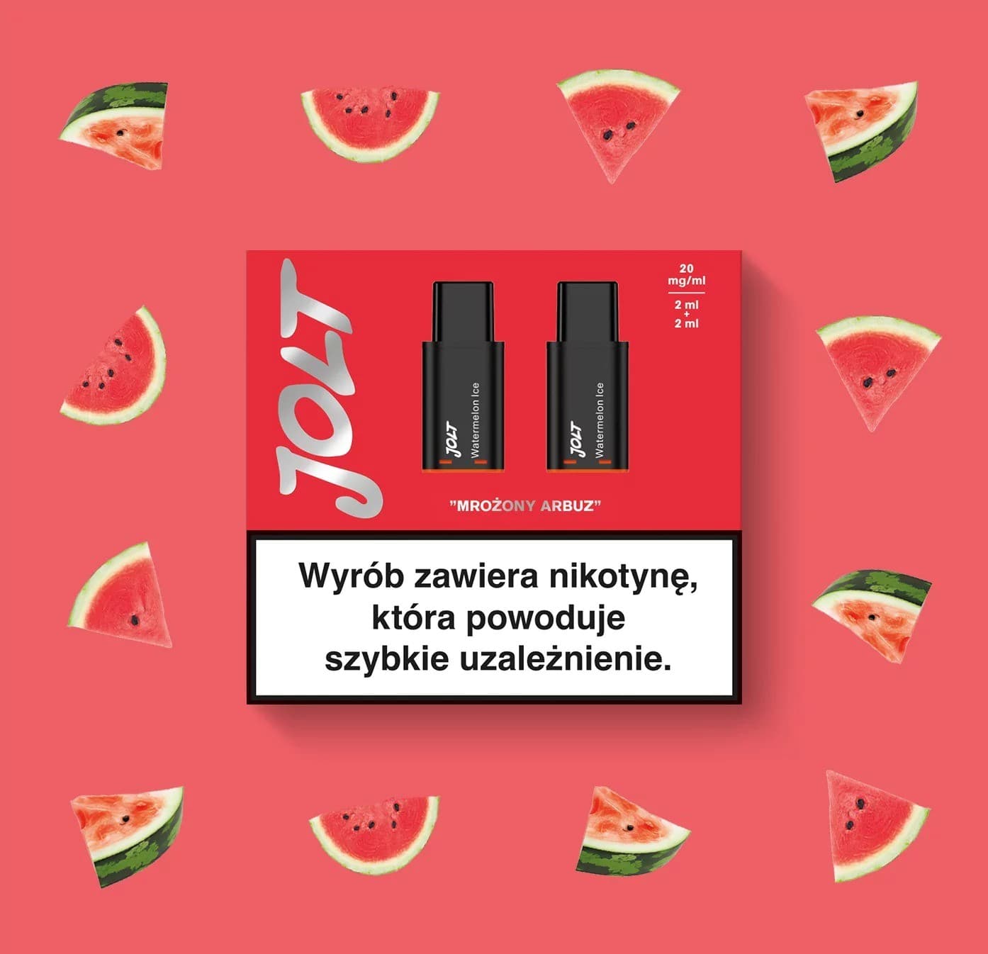 Vape Cartridge JOLT Watermelon Ice 2ml 1200puffs 20mg 2pcs