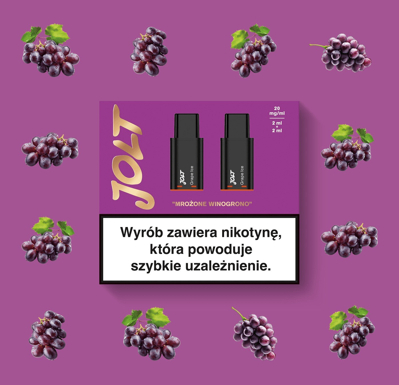 Vape Cartridge JOLT Grape Ice 2ml 1200puffs 20mg 2pcs