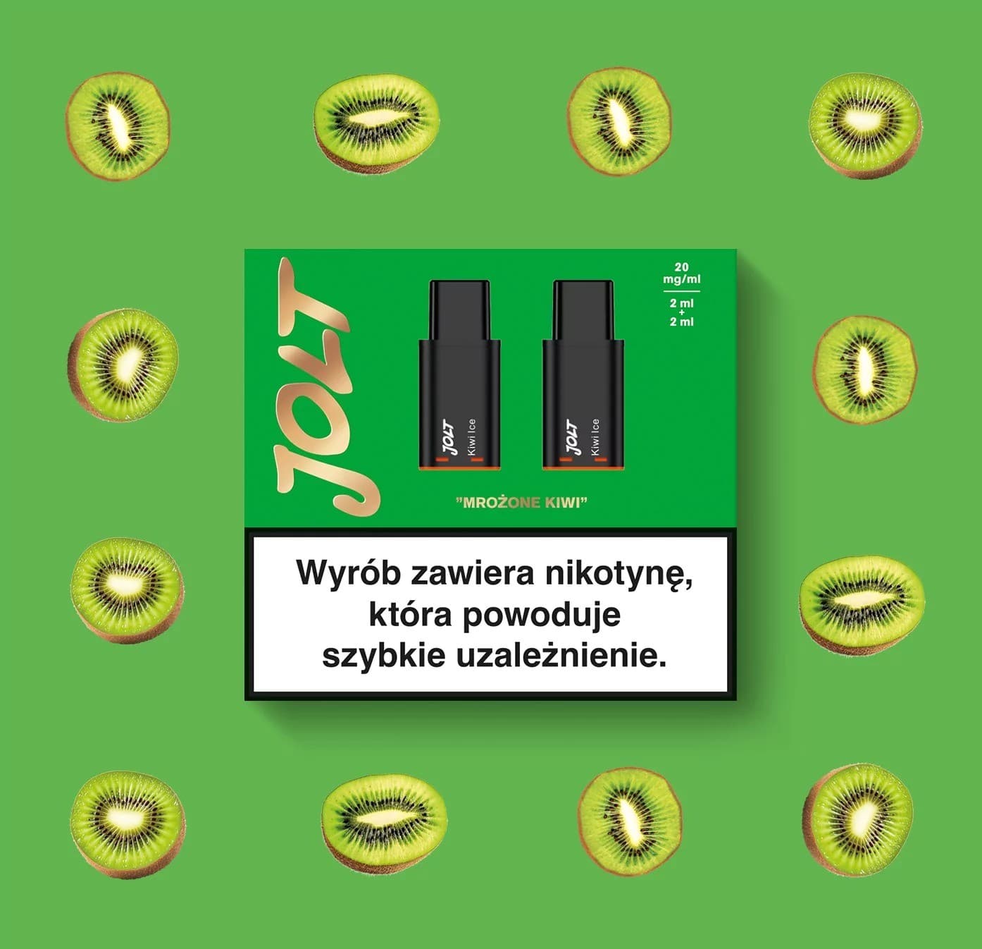 Vape Cartridge JOLT Kiwi Ice 2ml 1200puffs 20mg 2pcs