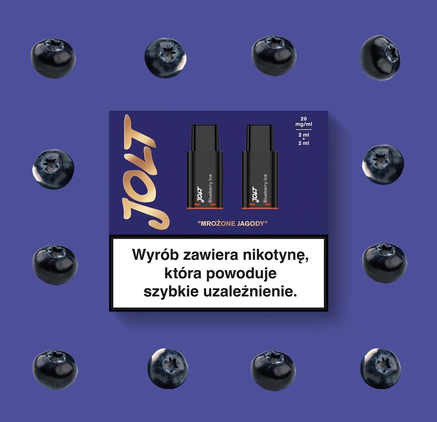 Vape Cartridge JOLT Blueberry Ice 2ml 1200puffs 20mg 2pcs