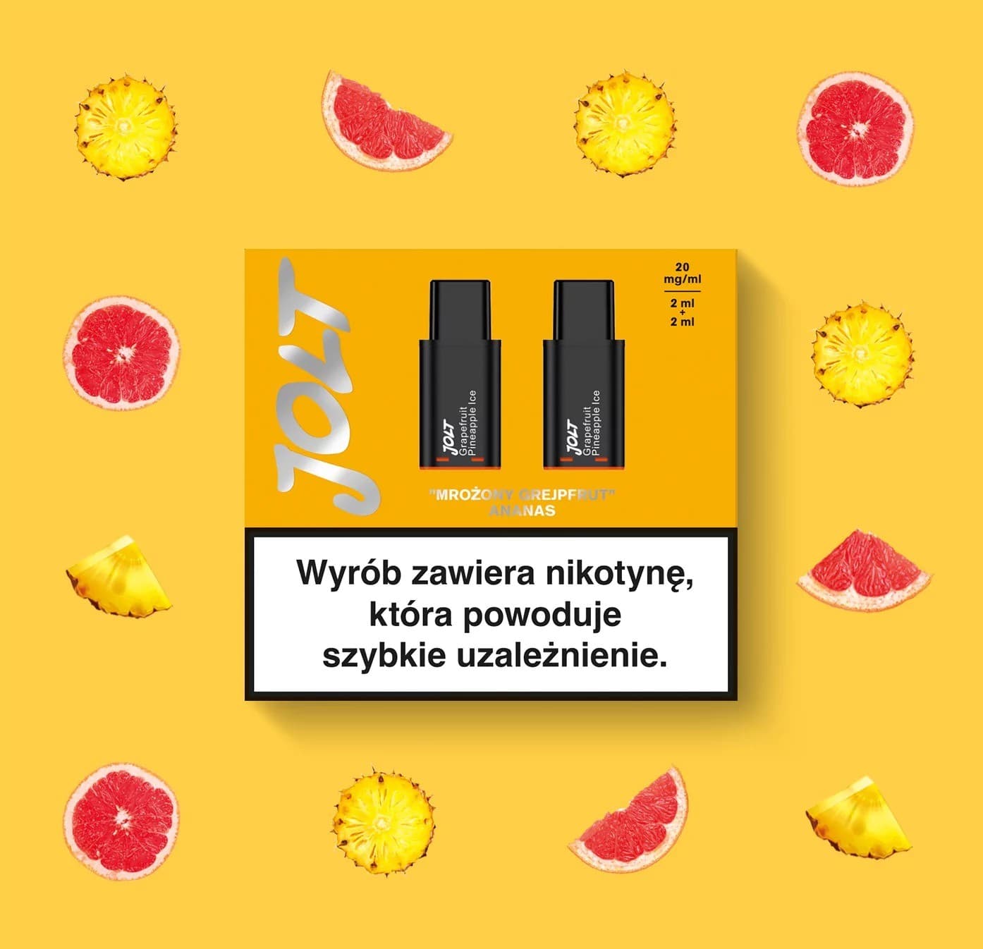 Vape Cartridge JOLT Grapefruit Pineapple Ice 2ml 1200puffs 20mg 2pcs