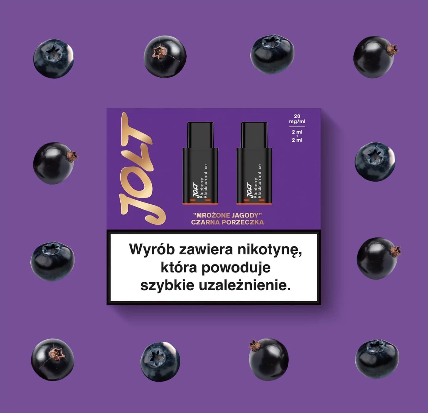 Vape Cartridge JOLT Blueberry Blackcurrant Ice 2ml 1200puffs 20mg 2pcs