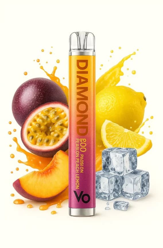 Disposable Vape Passion Peach Lemon Vapes Bars Diamond 600 puffs 20mg EXPIRATION DATE 09.07.25.