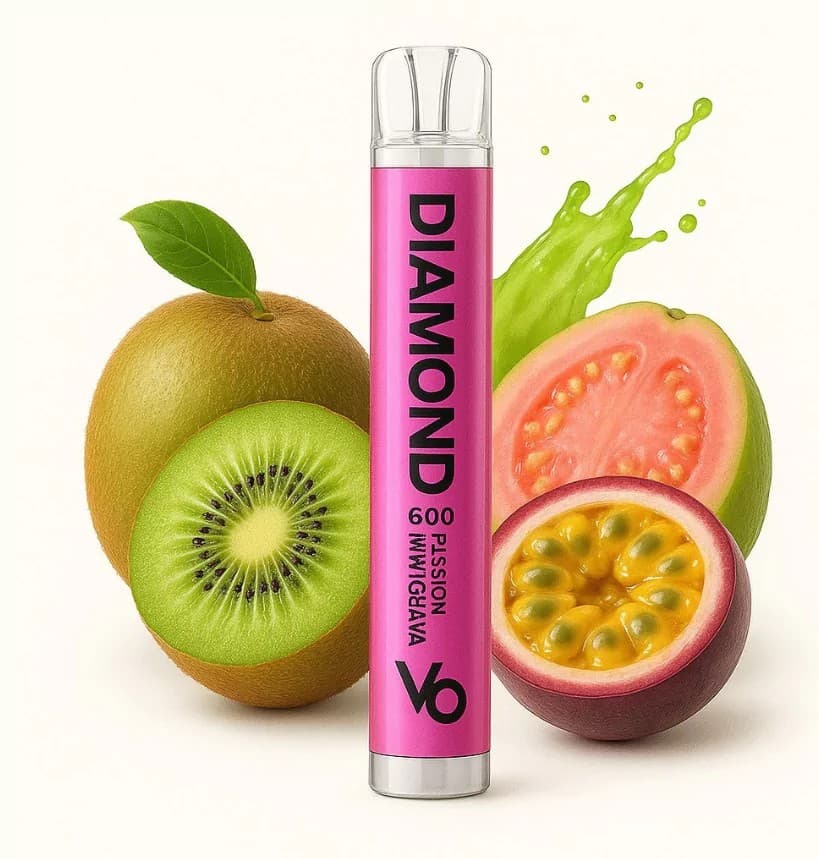Disposable Vape Passion Kiwi Guava Vapes Bars Diamond 600 puffs 20mg EXPIRATION DATE 09.07.25.