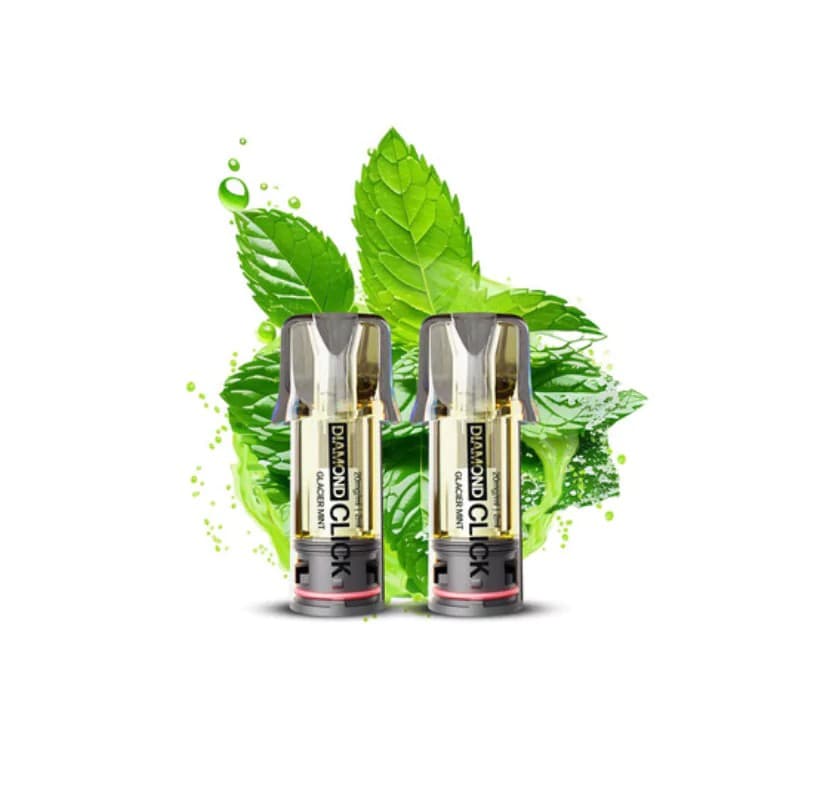 1200 puffs Vapes Bars Diamond Click Pod Cartridge Glacier Mint 2pcs 20mg