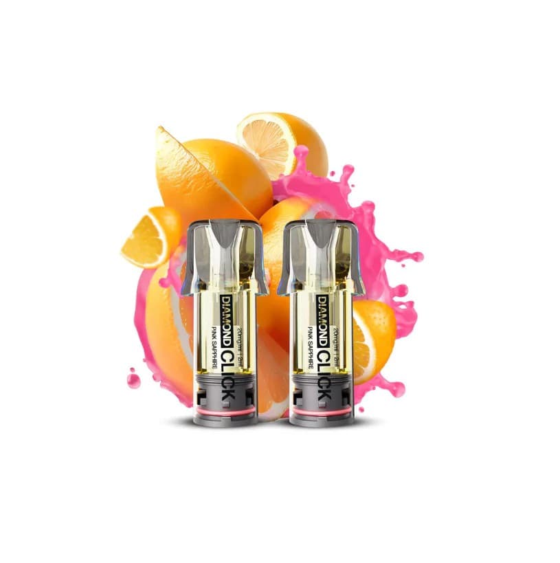 1200 puffs Vapes Bars Diamond Click Pod Cartridge Pink Sapphire 2pcs 20mg