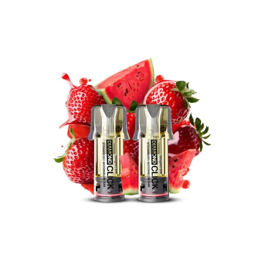 1200 puffs Vapes Bars Diamond Click Pod Cartridge Strawberry Watermelon Gum 2pcs 20mg
