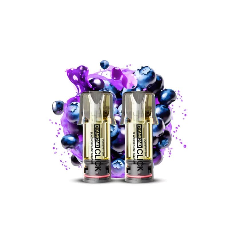 1200 puffs Vapes Bars Diamond Click Pod Cartridge Blackcurrant Squash 2pcs 20mg
