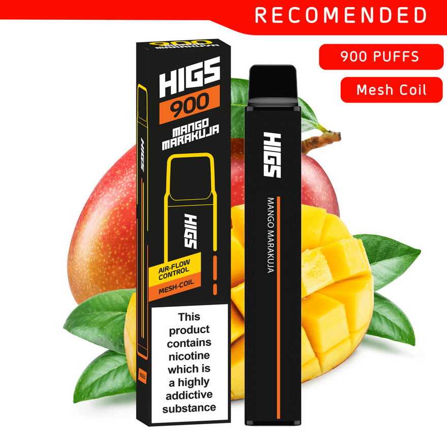 HIGS XL Mango Marakuya 900puffs ZERO Nicotine Mesh-Coil disposable e cigarette