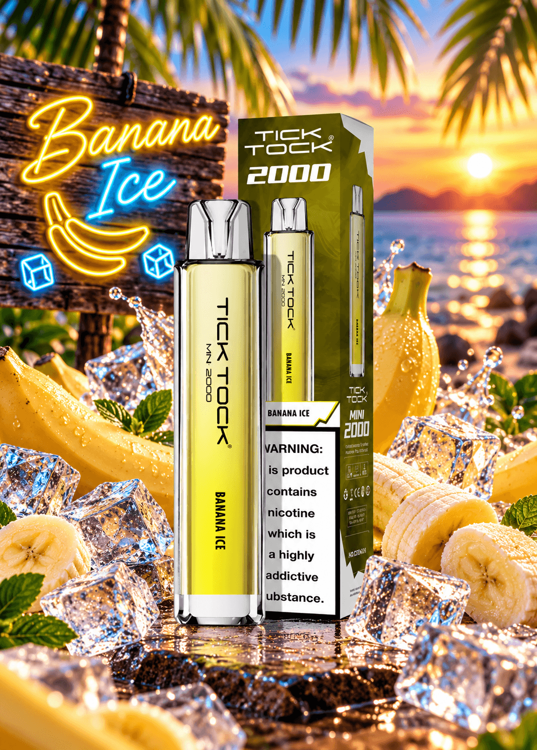 Tick Tock Banana Ice 8000 puffs 20mg Disposable Vape