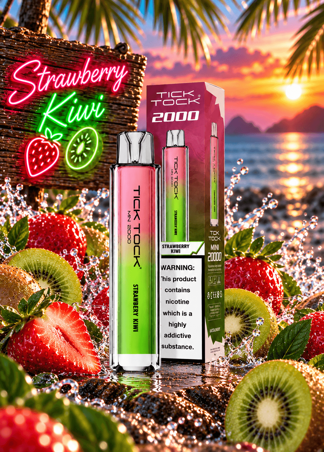 Tick Tock Strawberry Kiwi 8000 puffs 20mg Disposable Vape