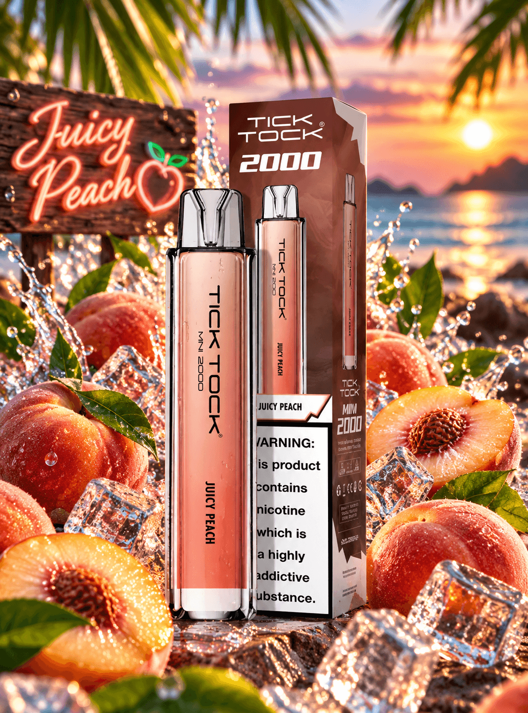 Tick Tock Juicy Peach 8000 puffs 20mg Disposable Vape