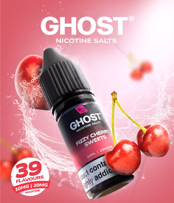 Ghost Nic Salt Fizzy Cherry Sweets 20mg 10ml E-liquid