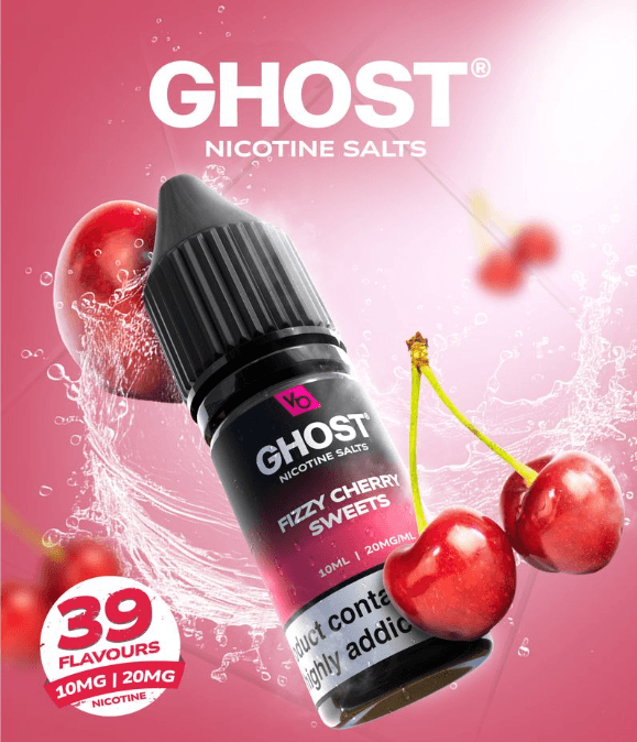 Ghost Nic Salt Fizzy Cherry Sweets 10mg 10ml E-liquid