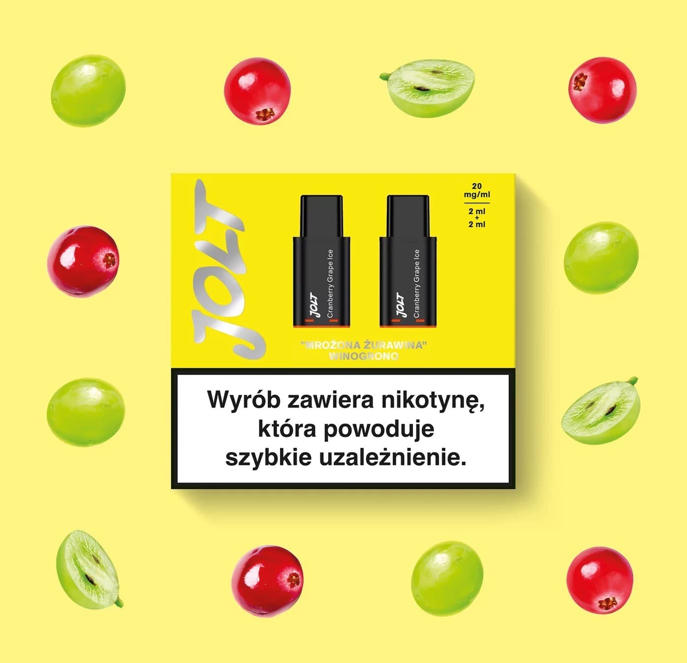 Vape Cartridge JOLT Cranberry Grape Ice 2ml 1200puffs 20mg 2pcs