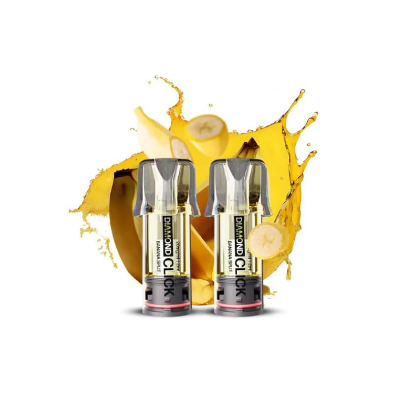 1200 puffs Vapes Bars Diamond Click Pod Cartridge Banana Split 2pcs 20mg